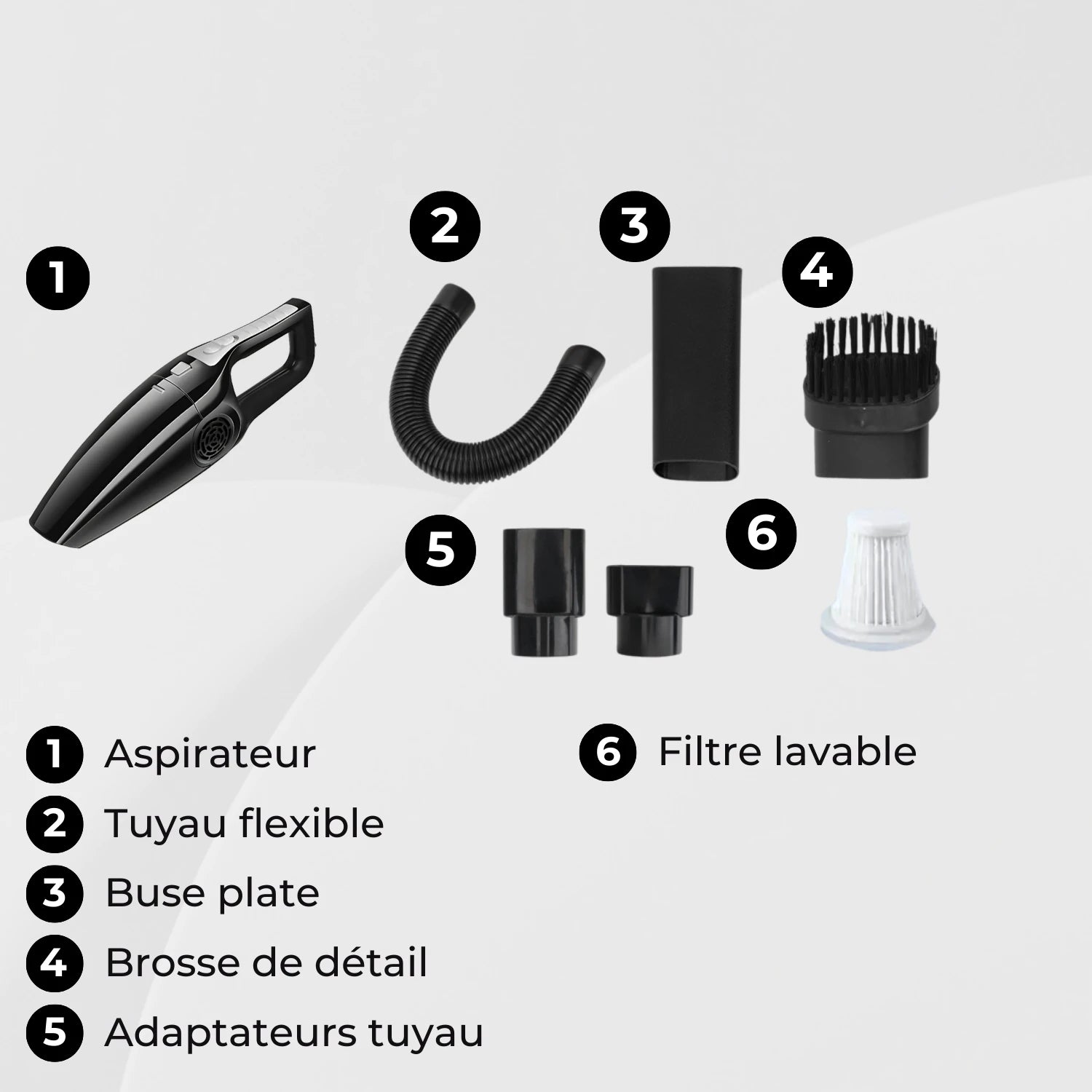 aspirateur voiture filaire 12v ergonomique et accessoires Typhoon