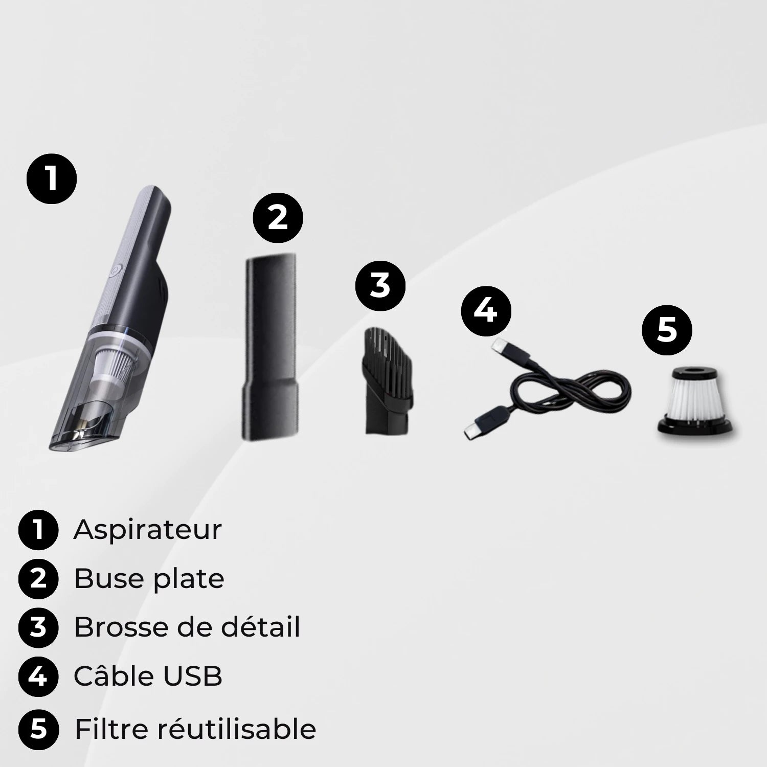 aspirateur voiture sans fil accessoires polyvalents CleanZero