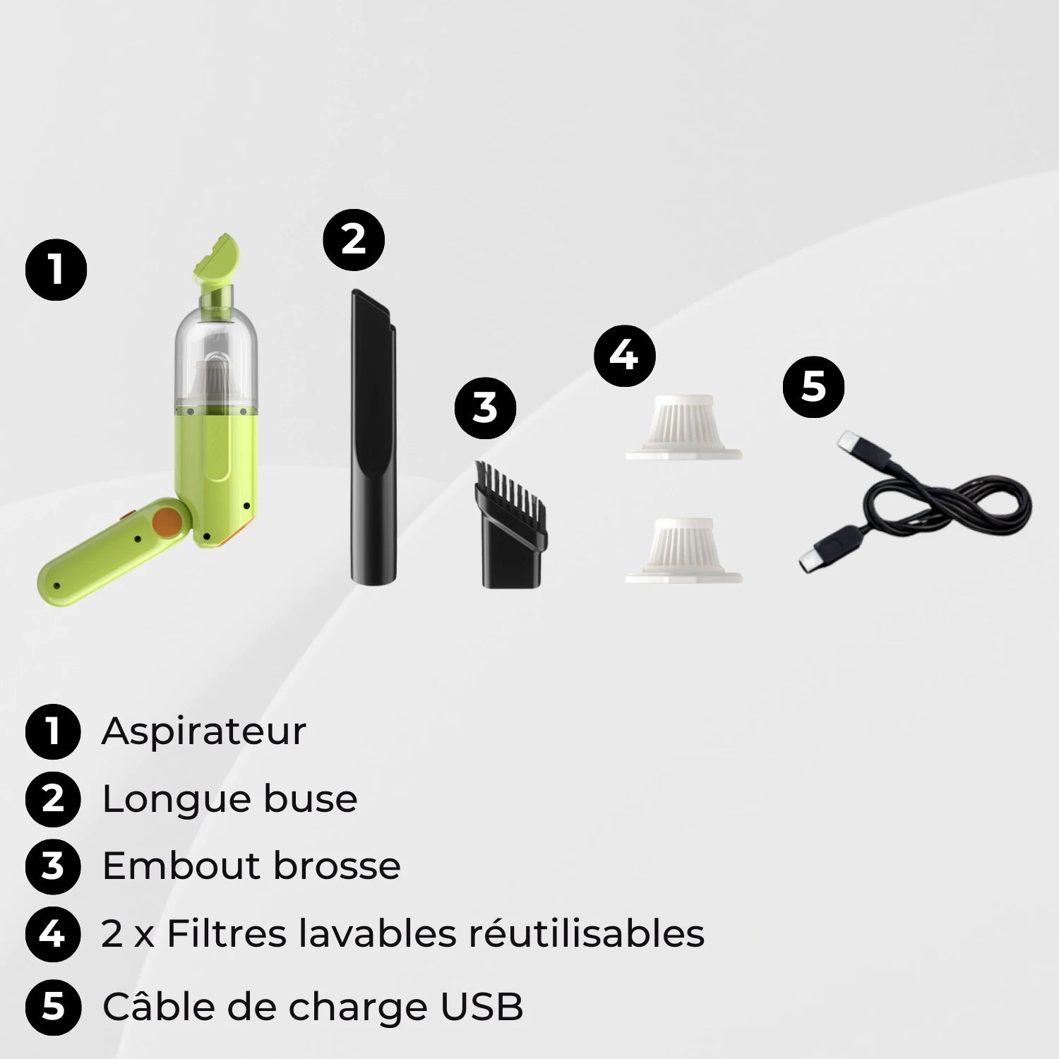 aspirateur voiture sans fil accessoires polyvalents VacPlus