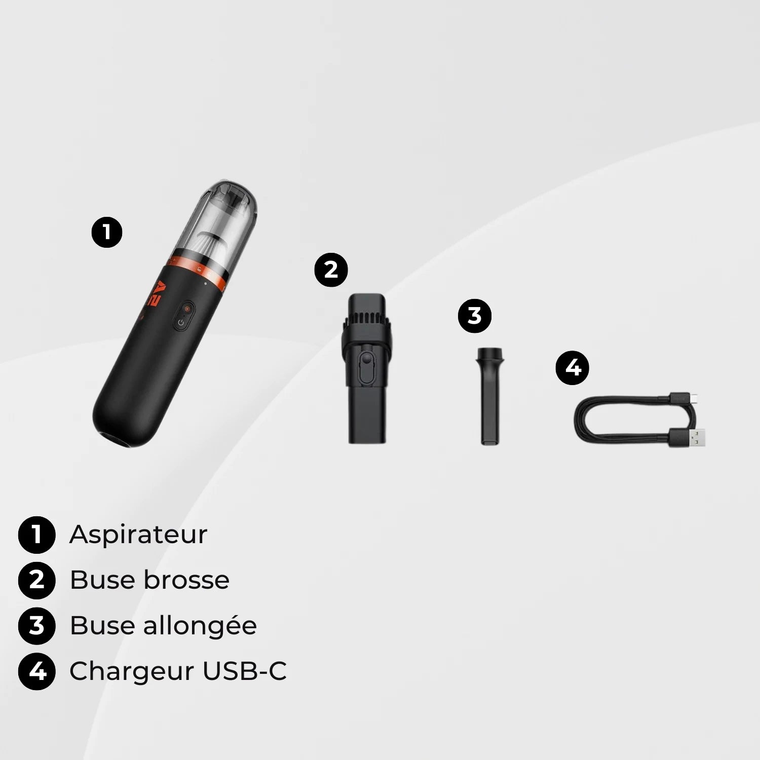 aspirateur voiture sans sac accessoires fournis BoltA2