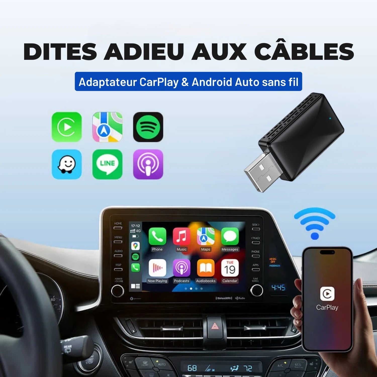 AirLink™ | Adaptateur Carplay & Android Auto - Sans Fil (Modèle 2025)