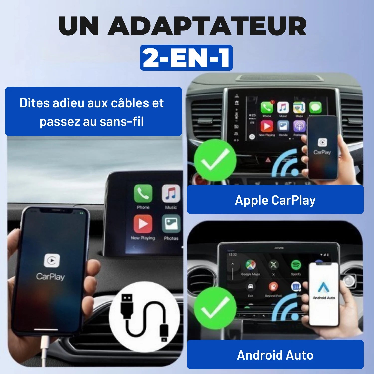AirLink™ | Adaptateur Carplay & Android Auto - Sans Fil (Modèle 2025)