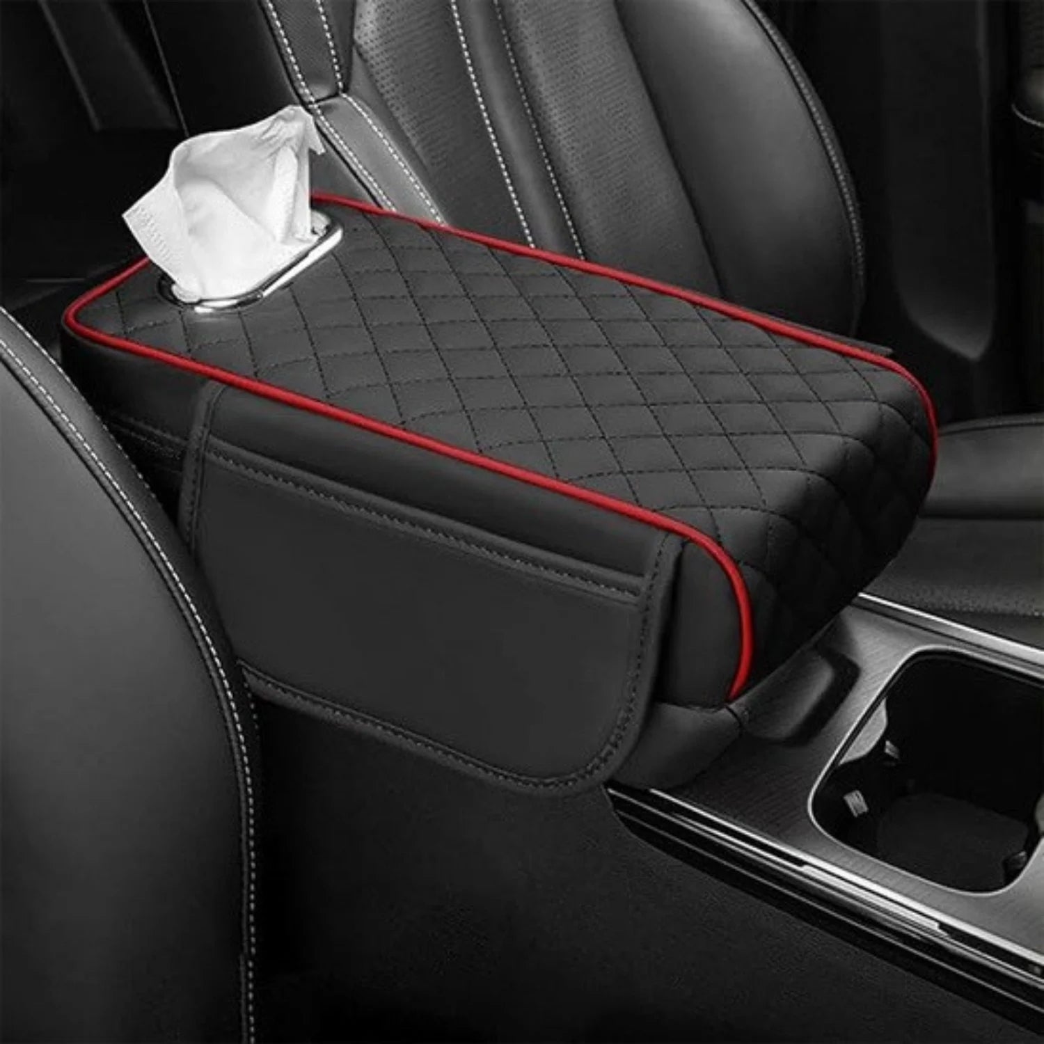 coussin accoudoir central voiture noir rouge ArmVault