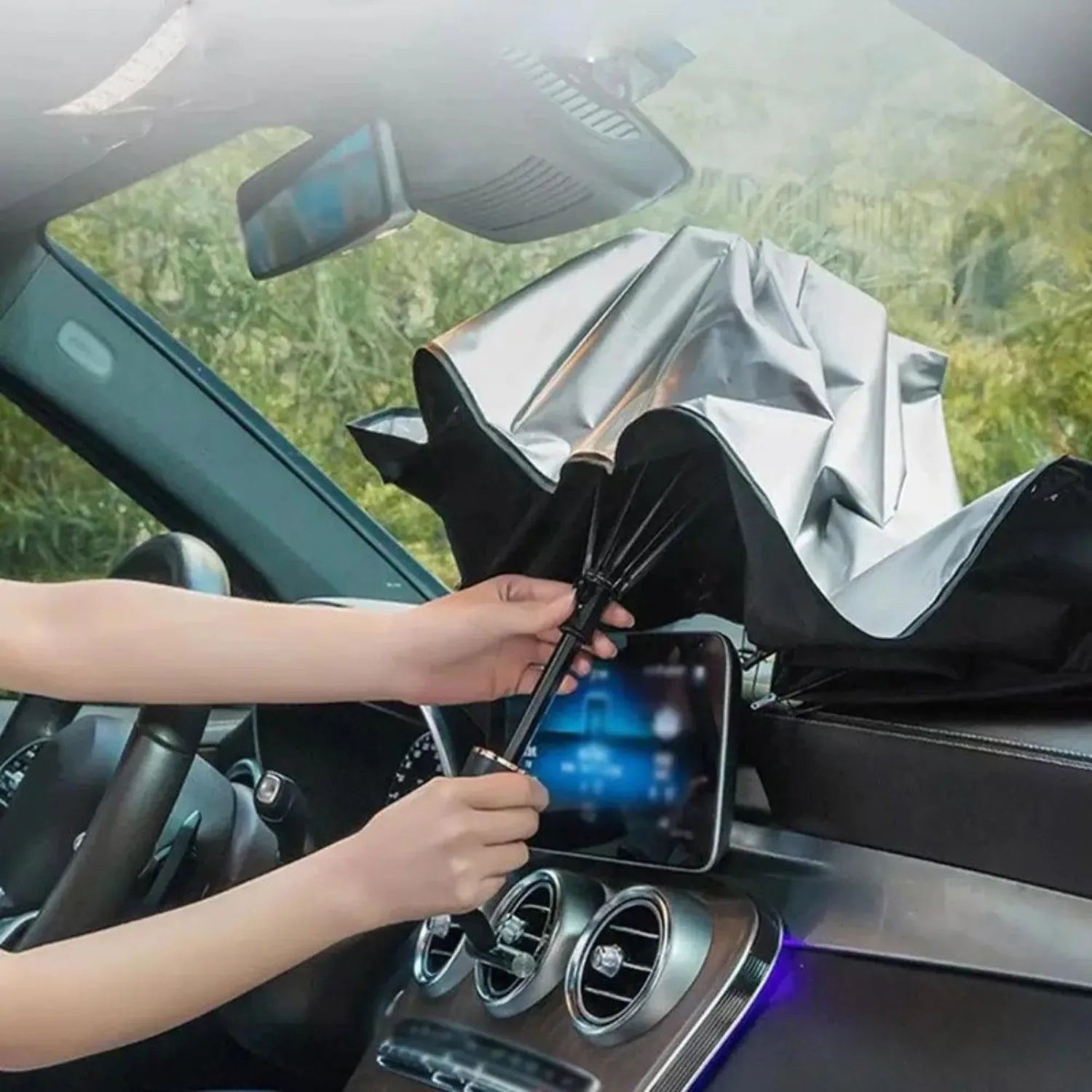 pare soleil parapluie voiture facile a installer SunGuard