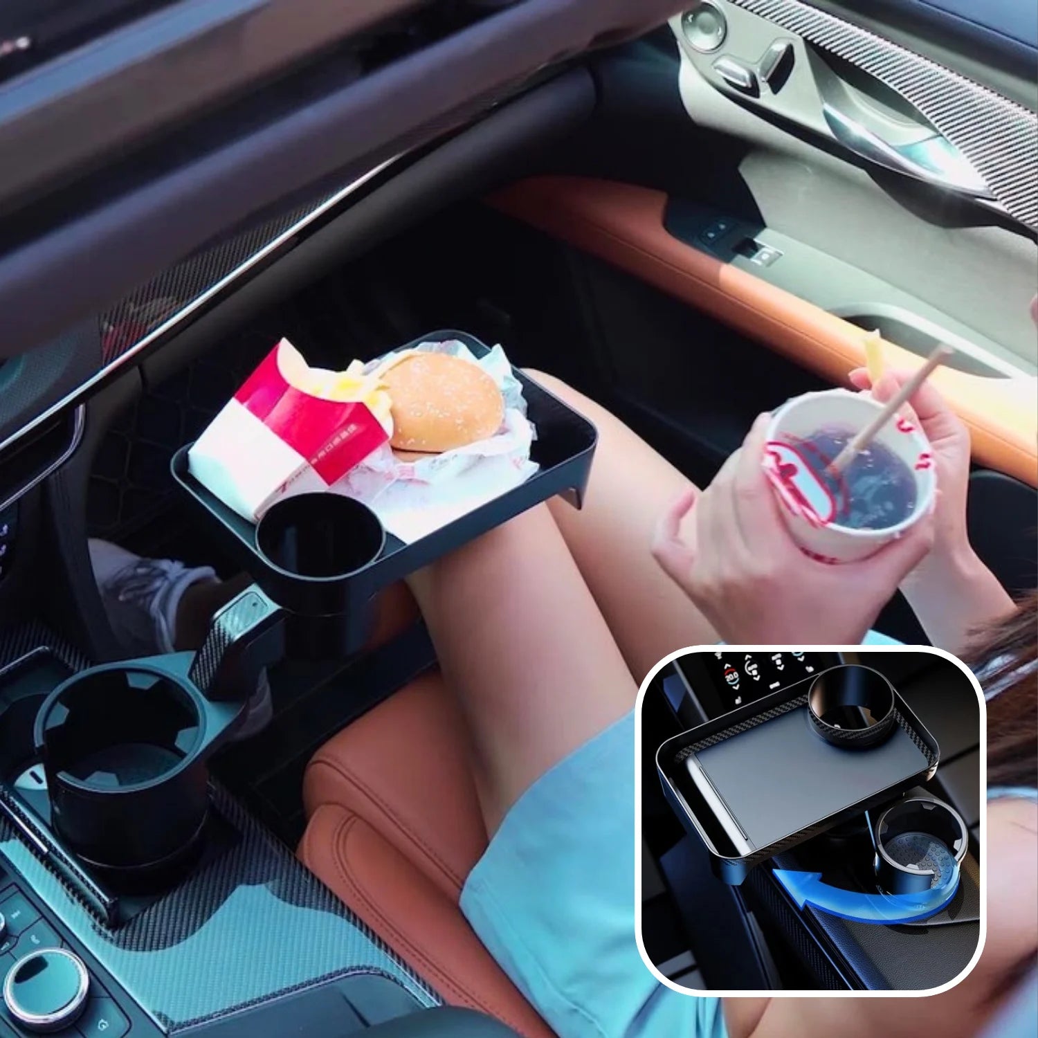 plateau porte gobelet voiture rotation 360 360Cup