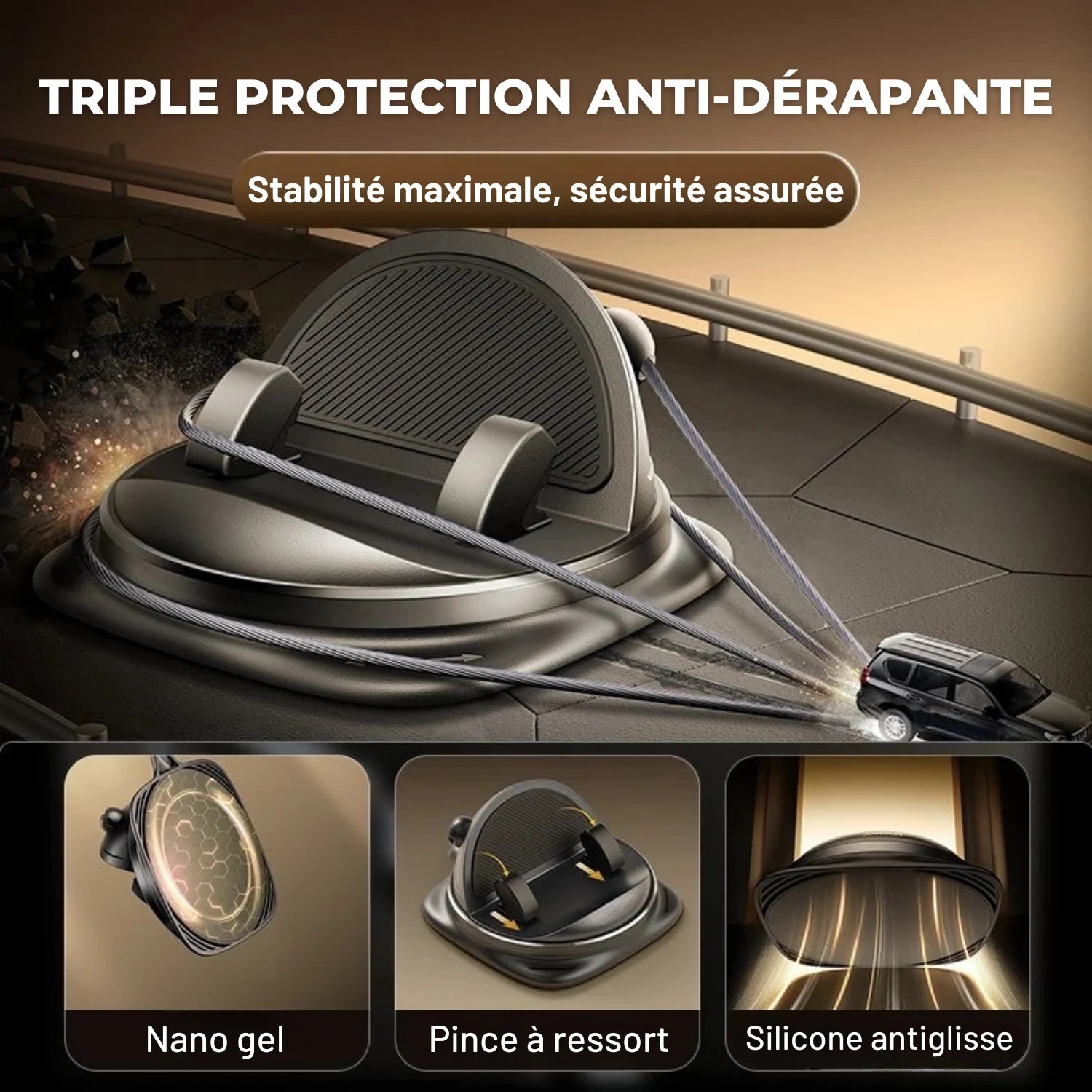support telephone voiture antidérapant 360Grip