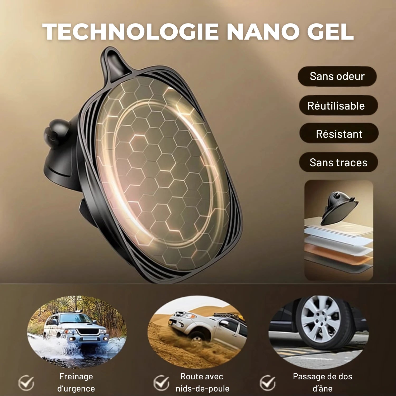 support telephone voiture nano gel 360Grip