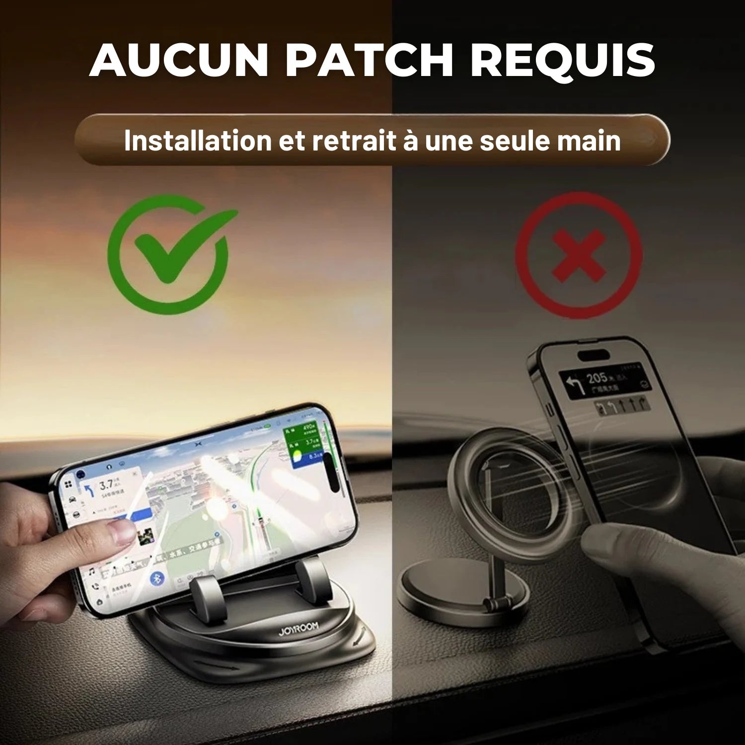 support telephone voiture sans aimant 360Grip