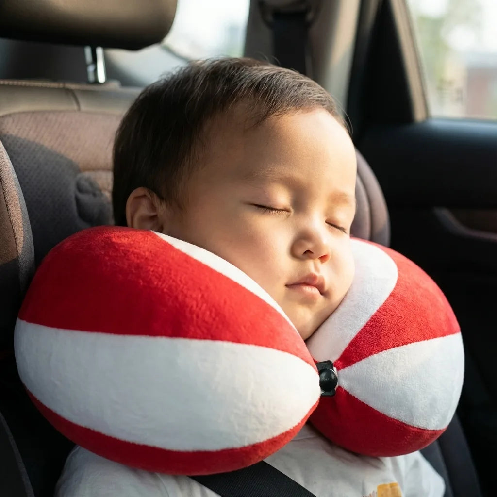 coussin cervical voiture enfant rouge ergonomique sécurisé