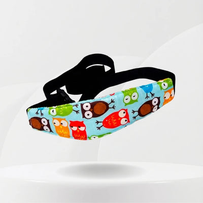 Coussin tete bébé voiture - Motif Hiboux Colorés