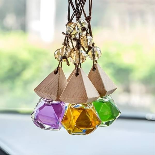 2 Diffuseurs Voiture En Bois Pour Huiles Essentielles - 16 Recharges Coton Incluses, Parfum D'intérieur Relaxant - 8